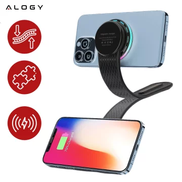 Alogy Kfz-Halterung für MagSafe mit 2-in-1-Induktionsladefunktion (15 W), Schwarz