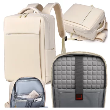 Alogy UrbanPack Pro™ Business Backpack for 15-16" Laptops – Waterproof, Shockproof, with Bottle Pocket and Luggage Strap – Beige