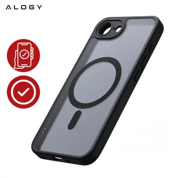 Etui do Apple iPhone 16e obudowa ochronna na telefon Alogy Matte HybridMag™️ Case do MagSafe Matowe Antypoślizgowe Wzmocnione Narożniki Czarne