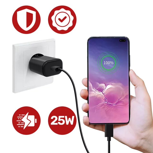 Original Samsung USB-C Ladegerät 25W Typ C Kabel 180cm Premium Super Fast Charge Set Weiß