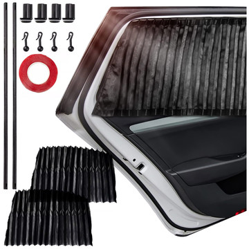 Kryt Magnetická roletka na zadní boční okna do auta, ochrana proti slunci, UV ochrana, Černá [2 ks]