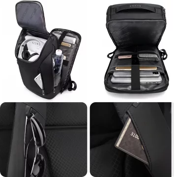 Bange Waterproof Backpack Laptop Bag 15.6" City Travel 48x31x16 cm for Work School Plane Men's Women's with USB Port Black