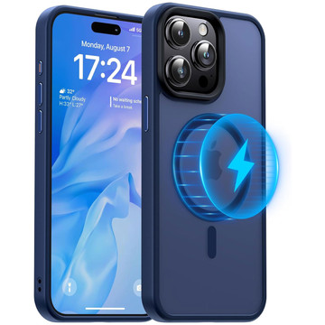 Pouzdro pro iPhone 15 Pro MagSafe Matt Case Cover matné Alogy Ring obrněné pouzdro na telefon tmavě modré