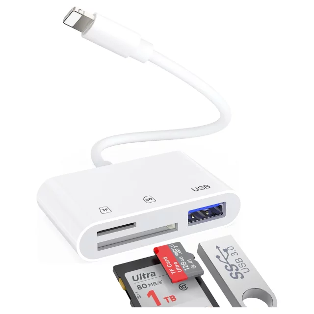 USB adaptér čtečky karet Alogy SD TF s Lightning konektorem pro Apple iPhone iPad White