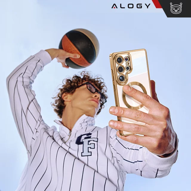 Pouzdro MagSafe pro Apple iPhone 16 Pro Max Alogy Glamour Pouzdro luxusního prstenu zlaté-průhledné