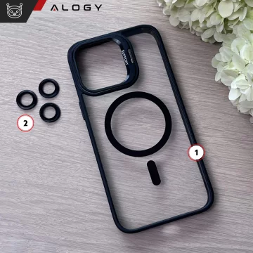 Hybrid protective case for Apple iPhone 16 Pro Max Alogy KickStand Hybrid Case with MagSafe kickstand Black