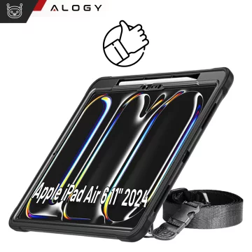 Etui pancerne 360 z miejscem na rysik do Apple iPad Air 11" (2024,2025) / Air 10.9" (2020,2022) / Pro 11 (2018) Alogy Pirate 360 Case obudowa na tablet Czarne