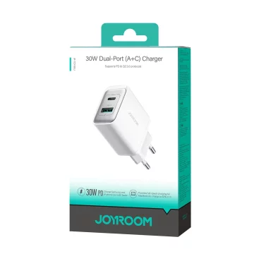 Joyroom USB-C / USB-A 30W Network Charger - White