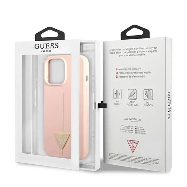 Guess GUHCP13LSLTGP iPhone 13 Pro / 13 6,1" růžové / růžové pevné pouzdro silikonový trojúhelník
