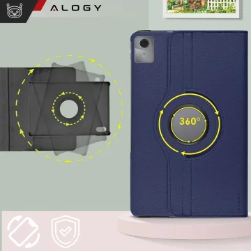 Case 360 ​​​​für Lenovo Tab M11 10,95 Zoll TB330FU / TB330XU / TB331FC Drehbares Cover Tablet Flip Cover Case Alogy Marineblau