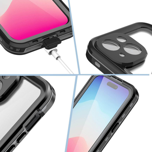 Pouzdro pro iPhone 15 Plus vodotěsné Mag Safe Case pancéřované vodotěsné pouzdro černé a šedé