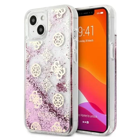 Guess GUHCP13SLGPEPI iPhone 13 mini 5,4" różowy/pink Hardcase Peony Liquid Glitter