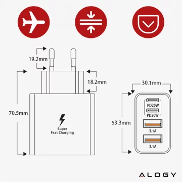 Alogy HUB Splitter Adapter for Laptop Computer USB-C to 3x USB-A 2.0 1x USB-A 3.0 Gray