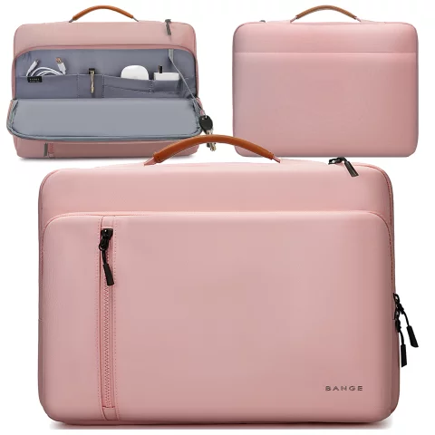 Bange waterproof bag for laptop up to 15.6" - spacious and comfortable, resistant and breathable, city and travel bag for work and plane, unisex - Pink