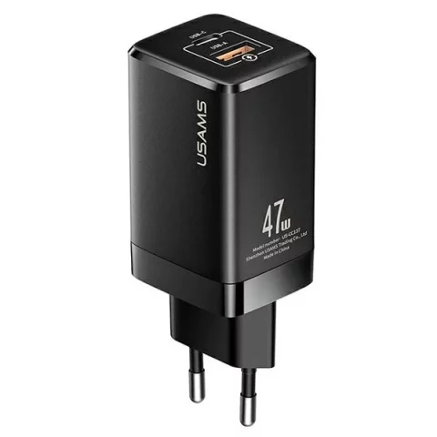 USAMS Ład. siec. T41 USB-C USB GaN 47 W PD QC (nur Kopf) Schnellladung czarny/schwarz CC137TC01 (US-CC137)