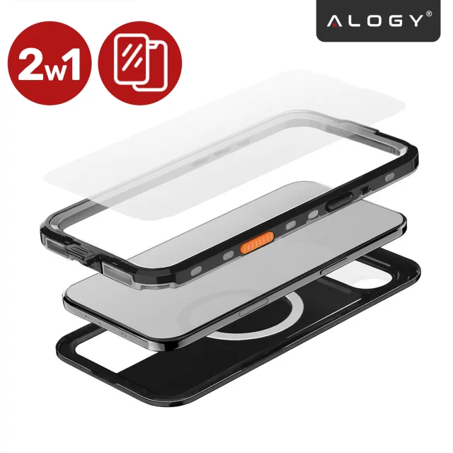 Alogy HydroArmor™ IP68 Case for Apple iPhone 17 Air 6.6", 360° Armored Case with Clear Back, MagSafe Compatible, Black