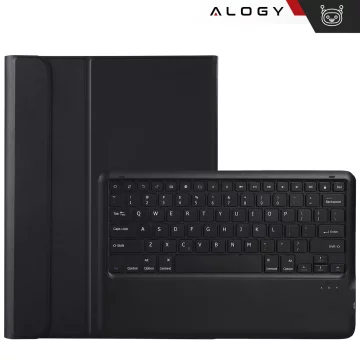 Etui ochronne z klawiaturą Alogy Keyboard case z miejscem na rysik klawiatura bezprzewodowa do Apple iPad Air 13" czarne + Szkło