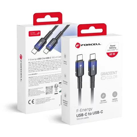 Kabel USB-C – USB-C 60W Forcell F-Energy Gradient 1 m C354 czarny