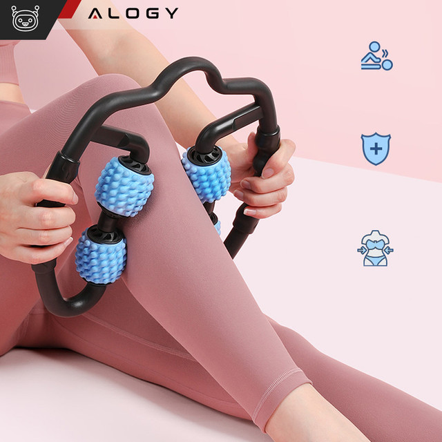 Körpermassagegerät Anti-Cellulite Manueller Muskelroller Alogy 4x Massageroller Universalroller Schwarz und Blau