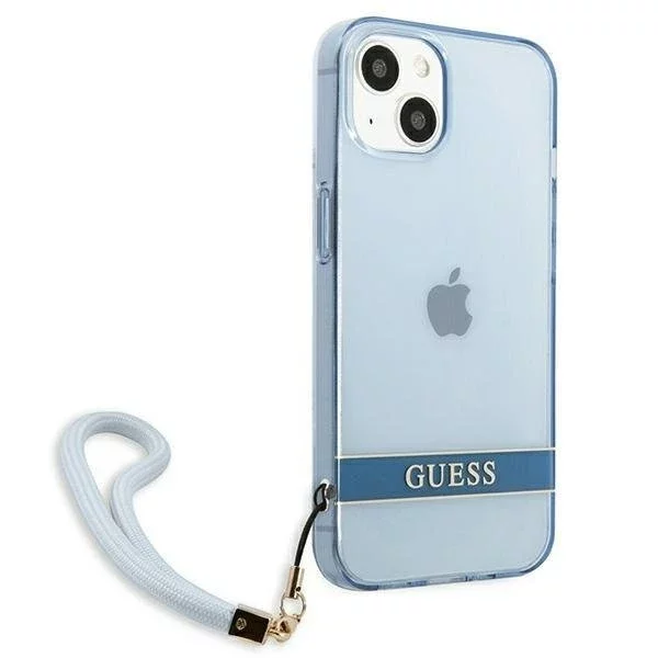 Etui Guess GUHCP13SHTSGSB do Apple iPhone 13 Mini 5,4" nebieski/modré pevné pouzdro Translucent Stap