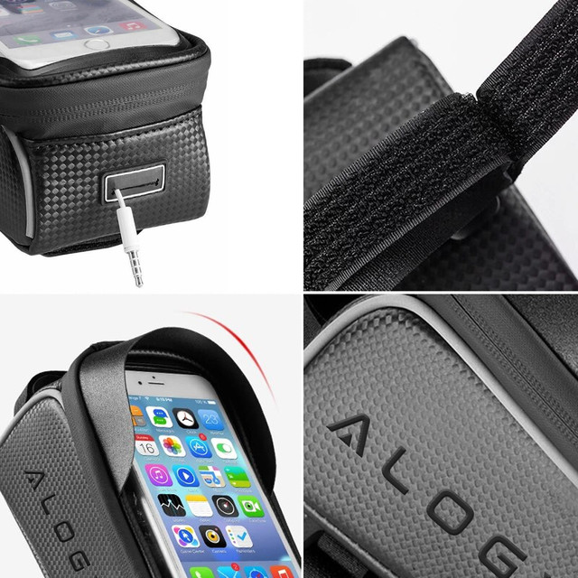 Alogy bicycle bag Pannier 2L for bicycle phone holder up to 6.7" for the frame Black