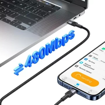 Kabel USAMS SJ724 USB-C do USB-C 1,2m, 60W, stalowy, Fast Charging