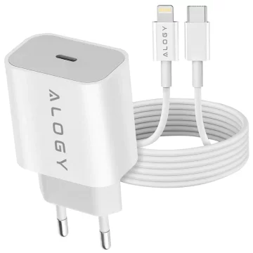 Alogy wall charger fast USB-C PD 20W Lightning cable 1m White