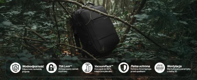 Voděodolný batoh na notebook Bange pro cestování po městě 46x30,5x20 cm s možností rozšíření pro práci v letadle pro muže i ženy s vakuovou přihrádkou a vakuovou pumpou, černý