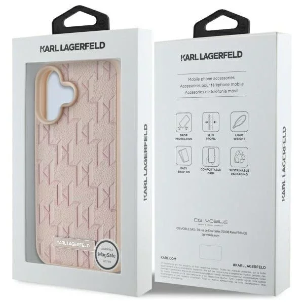 Etui Karl Lagerfeld do iPhone 16 6.1" Różowy Magsafe Hardcase Hot Stamp