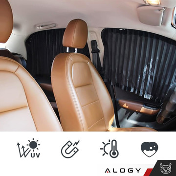 Kryt Magnetická roletka na přední a zadní boční okna do auta, ochrana proti slunci, UV ochrana, Černá [4 ks]