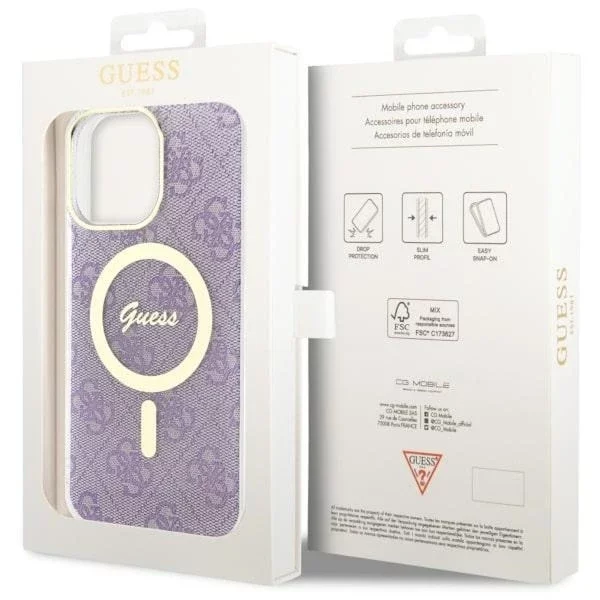 Guess GUHMP14XH4STU Handyhülle für Apple iPhone 14 Pro Max 6,7 Zoll Lila/Lila Hardcase 4G MagSafe