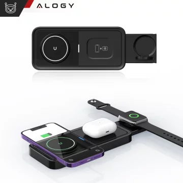 Wireless Charger Inductive Qi QC 3.0 3in1 Fast for Apple iPhone Airpods Watch Charging Station 15W Black