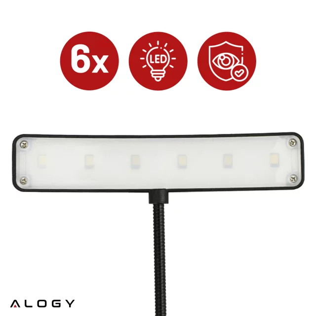 Alogy LED Desk Lamp with Rechargeable Reading Clip Black