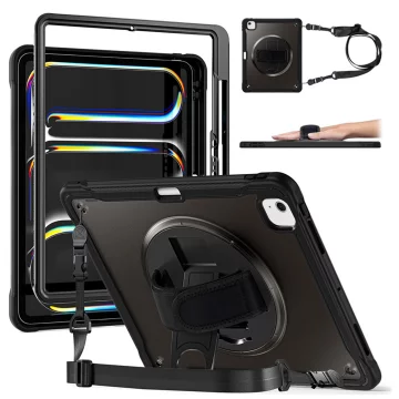 Etui pancerne 360 z miejscem na rysik do Apple iPad Air 11" (2024,2025) / Air 10.9" (2020,2022) / Pro 11 (2018) Alogy Pirate 360 Case obudowa na tablet Czarne