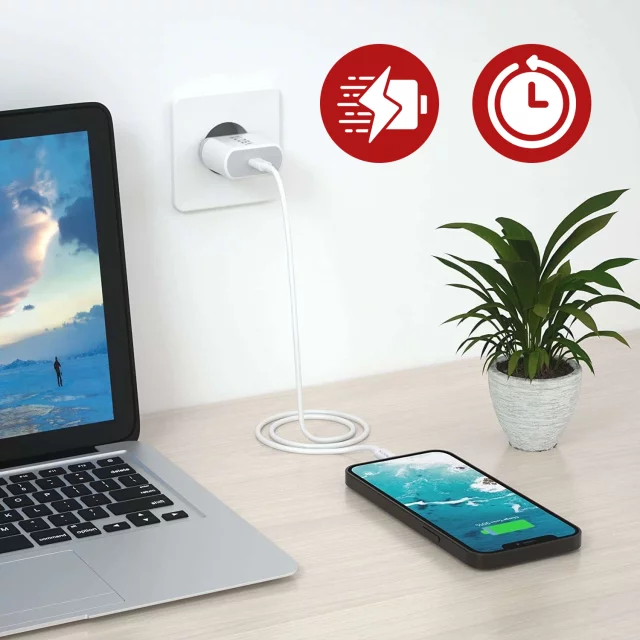 Alogy wall charger fast USB-C PD 20W Lightning cable 1m White