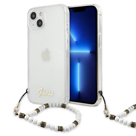 Guess GUHCP13SKPSWH iPhone 13 mini 5,4" průhledné pevné pouzdro White Pearl