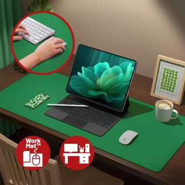 Schreibtischunterlage 90 × 45 cm – rutschfeste Schutzmatte aus elegantem PU-Ökoleder, für Maus und Tastatur, stilvoll und langlebig – Alogy WorkMat™ Grün