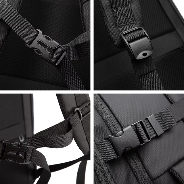 Wasserdichter Rucksack von Bange für 17-Zoll-Laptops, ideal für Stadtreisen, 47,5 x 31 x 26 cm, erweiterbar für Arbeit und Flugreisen, für Damen und Herren, schwarz