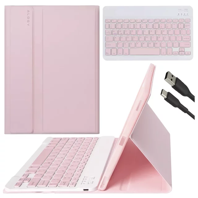 Etui z klawiaturą z miejscem na rysik do Samsung Galaxy Tab S9 FE 10.9" Alogy Keyboard Case Różowe