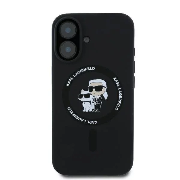 Etui Karl Lagerfeld do iPhone 16 Plus 6.7" Czarny MagSafe Hardcase Silicone Karl&Choupette Ring