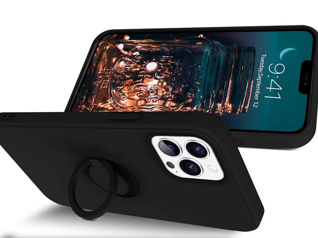 Silikonové pouzdro Ring Ultra Slim Alogy pro iPhone 12/12 Pro 6.1 černé sklo