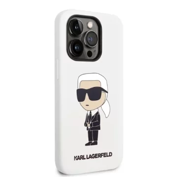 Karl Lagerfeld KLHCP14XSNIKBCH Hülle für iPhone 14 Pro Max 6.7" Hardcase Silikon Ikonik weiß/weiß