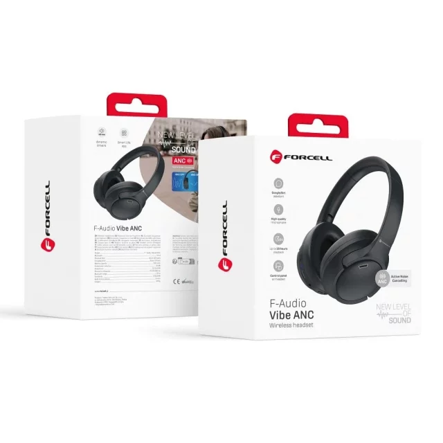Forcell F-Audio Vibe ANC TUYA APP Kabellose On-Ear-Kopfhörer Schwarz