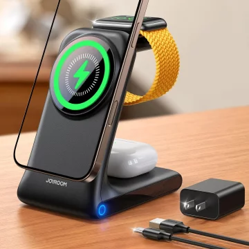 Joyroom 15W 3in1 Wireless Charger Ladestation mit MagSafe - Schwarz
