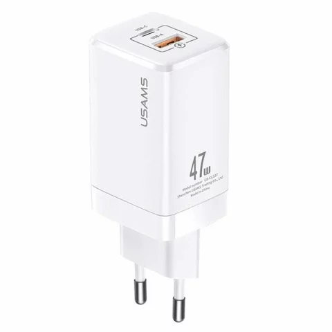 USAMS-Ladung. Netzwerk. T41 USB-C USB GaN 47W PD QC (nur Kopf) Schnellladung weiß/weiß CC137TC02 (US-CC137)