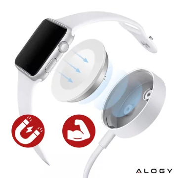 Alogy magnetisches QI induktives Ladekabel für Apple Watch USB-C Typ C 100cm 1M Weiß