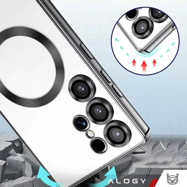 Pouzdro Alogy LuxeShield™️ Glamour Luxusní Kryt s Krytem Fotoaparátu pro Samsung Galaxy S25 Ultra, Černé