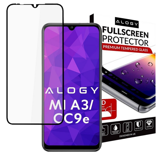 Szkło Alogy Full Glue case friendly do Xiaomi Mi A3/ CC9e Czarne