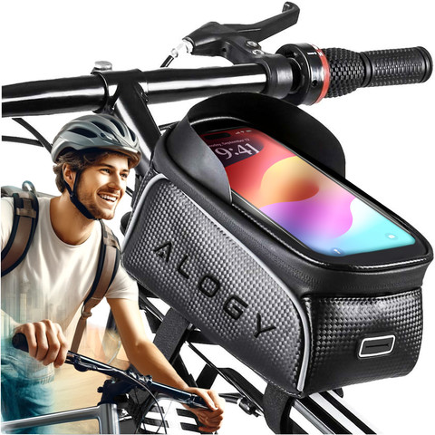 Alogy bicycle bag Pannier 2L for bicycle phone holder up to 6.7" for the frame Black
