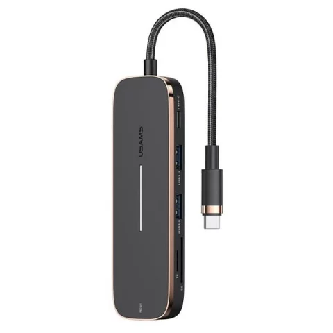 USAMS Adapter HUB 2xUSB USB-C HDMI Micro SD SD Czarny/schwarz SJ575HUB01 (US-SJ575)